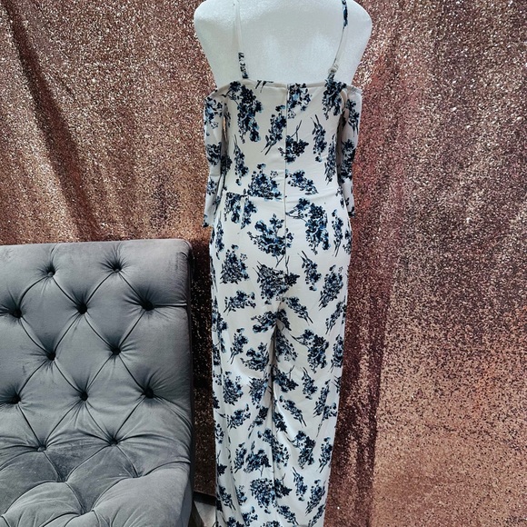 Jumpsuit/Romper - White with Blue Floral Design by VENUS - Picture 3 of 7